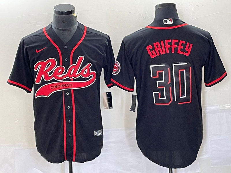 Men's Cincinnati Reds Ken Griffey Jr. #30 Black Jersey Joint Edition